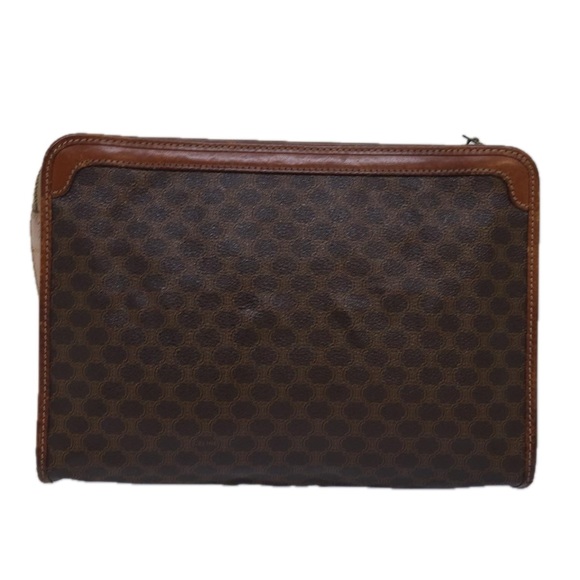 CELINE Macadam Canvas Clutch Bag PVC Brown Auth bs14884 - Picture 2 of 16